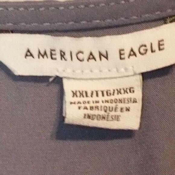 American Eagle XXL Top Peplum Gray Textured Satin Preppy Going Out Flowy Classic - Picture 5 of 10